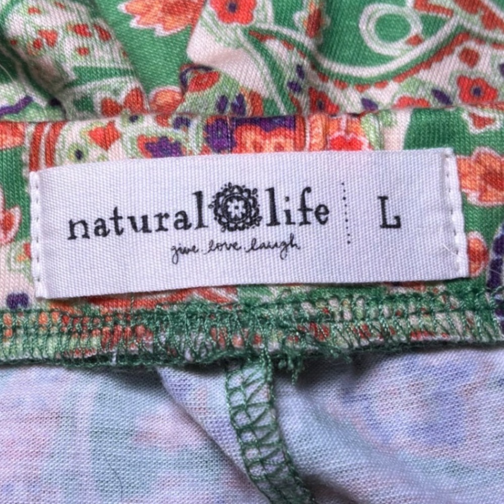 Natural Life Cali Knit Green Paisley Flare Leg Bell Bottom Large Retro Boho - Picture 4 of 12